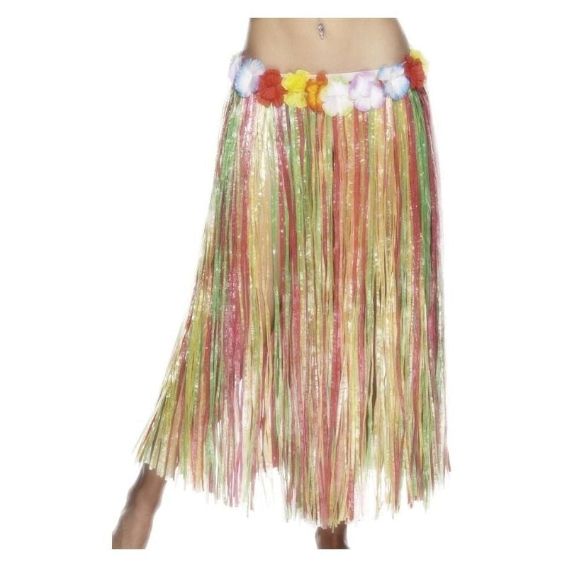 Hawaiian Hula Adult Skirt 80cm with Flowers Elasticated Waist Luau Costume 2