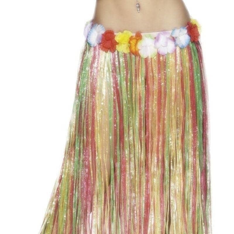 Hawaiian Hula Adult Skirt 80cm with Flowers Elasticated Waist Luau Costume 1