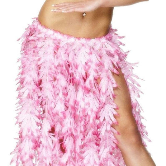 Hawaiian Hula Skirt Adult Pink Leaf Elasticated Waist 60cm 23in 1