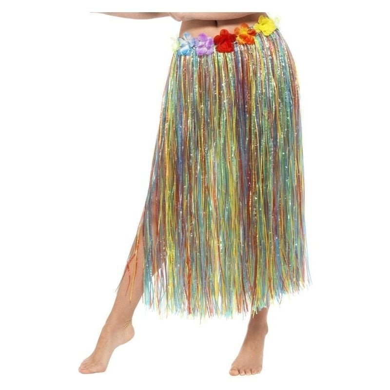 Hawaiian Hula Skirt with Flowers Adult Multi Coloured 2
