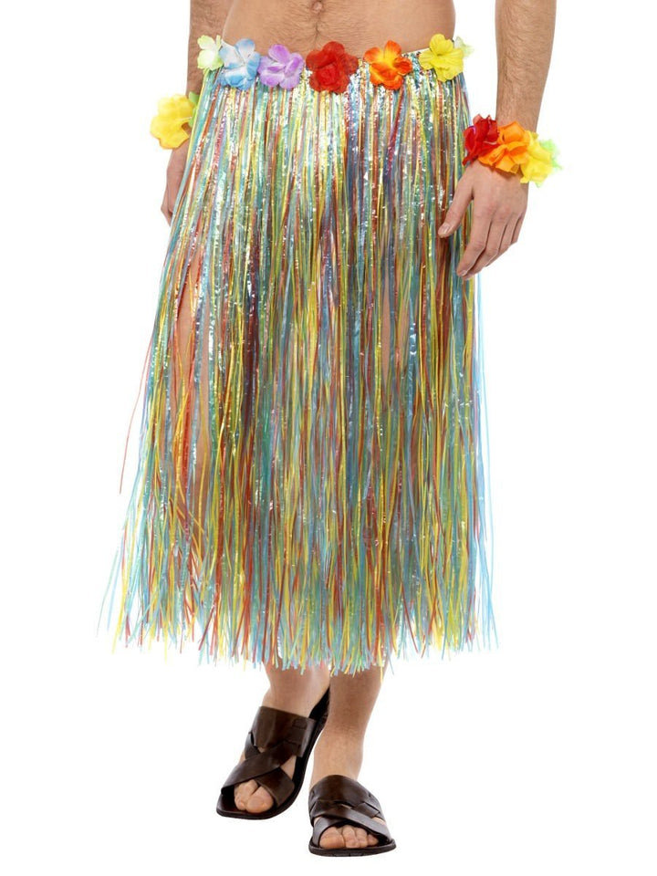 Hawaiian Hula Skirt With Flowers Adult Multi Coloured