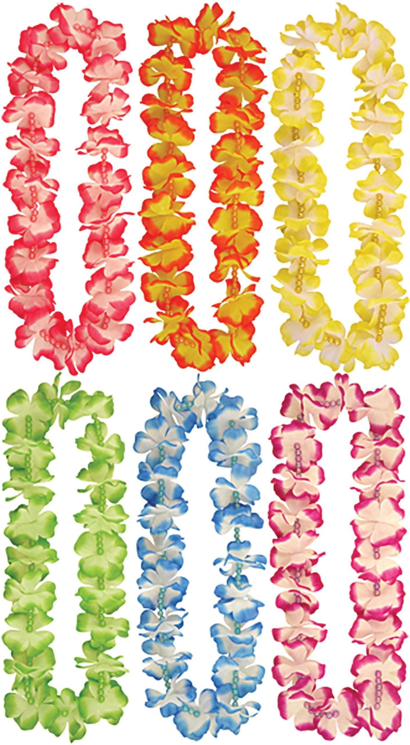 Hawaiian Leis + Beads 6 Assorted Colours 1