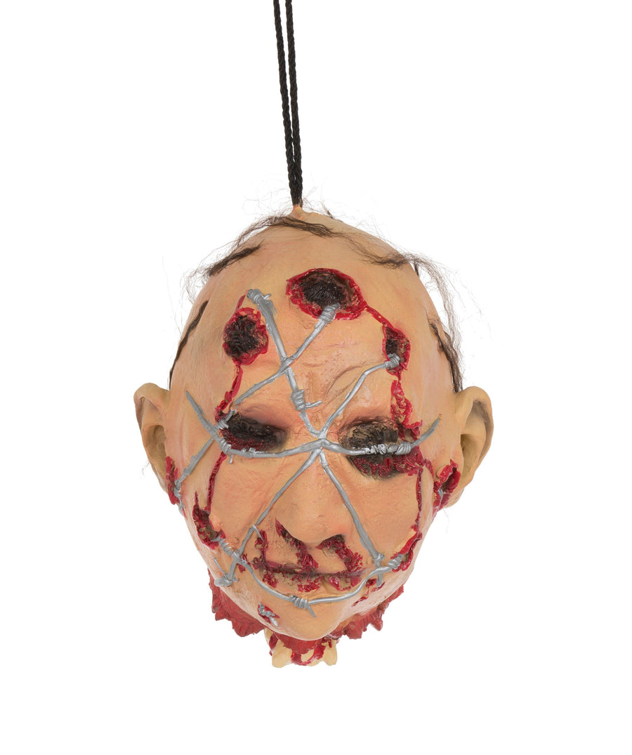 Head With Barbed Wire Hanging Prop Halloween Items Unisex_1