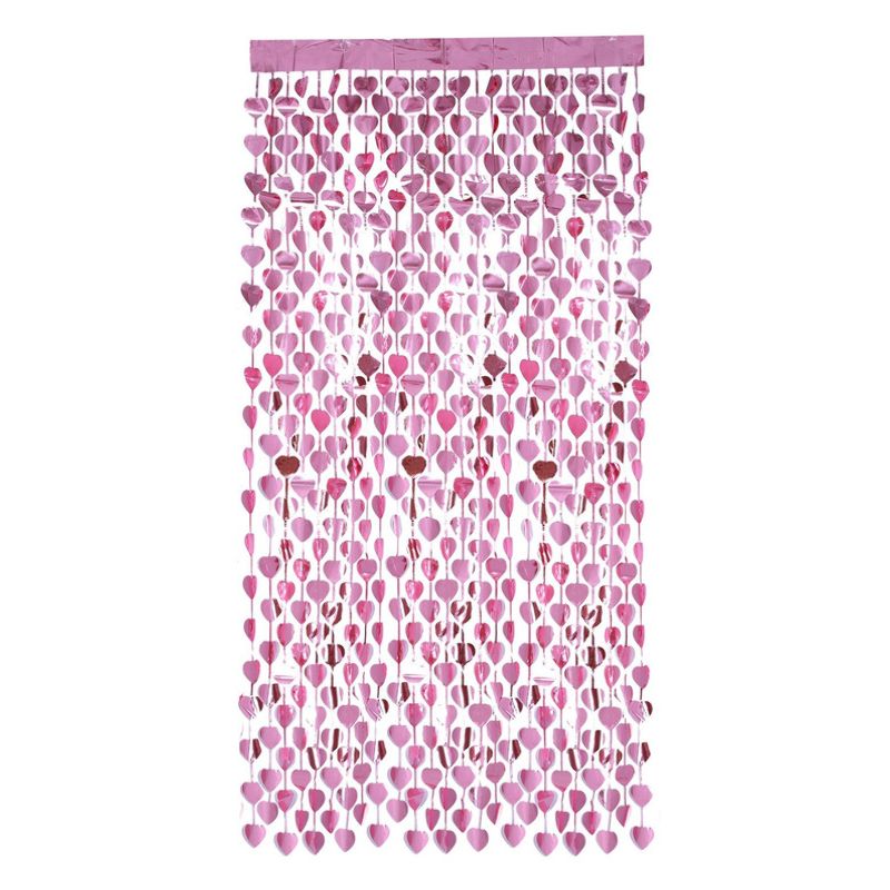 Heart Foil Curtain Backdrop Pink Adult_1