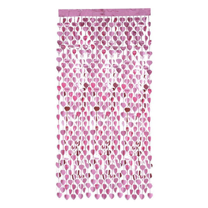 Heart Foil Curtain Backdrop Pink 190cm By 91cm Party Accessory 1