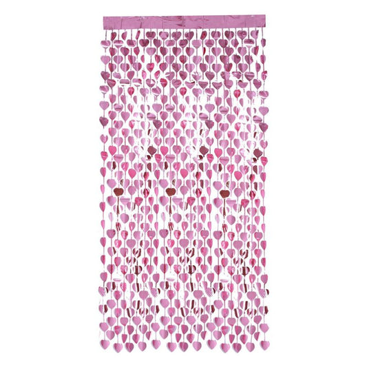 Heart Foil Curtain Backdrop Pink 190cm By 91cm Party Accessory 1