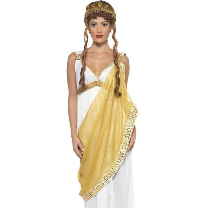 Helen of Troy Costume Adult White Yelllow Dress Tiara_1