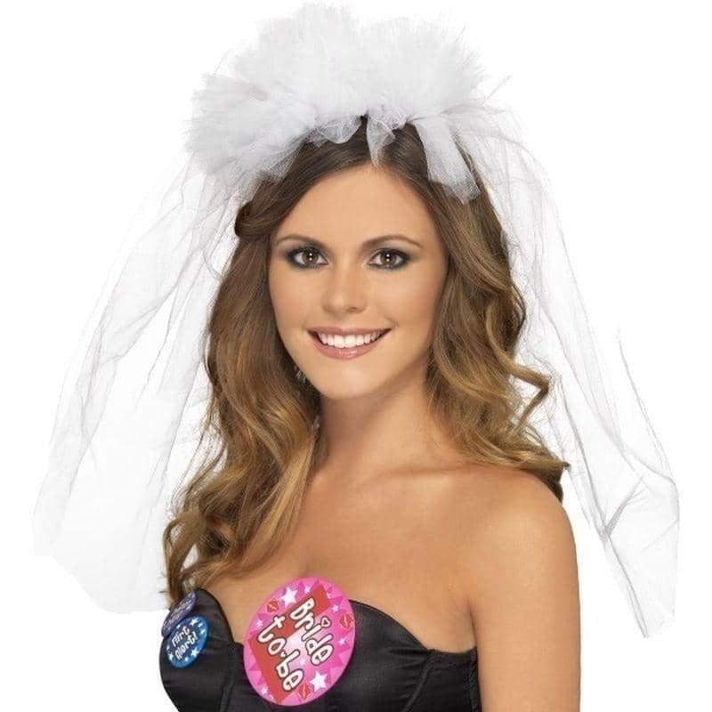 Hen Night Veil On Headband Adult White 1