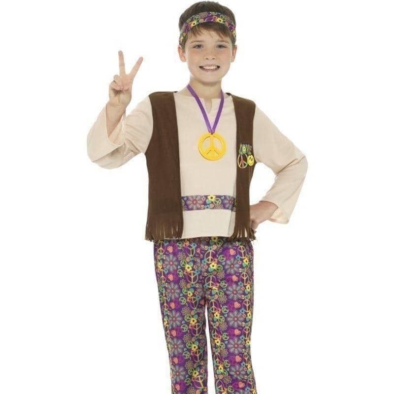 Hippie Boy Costume With Top Attached Waistcoat Kids Multi_1