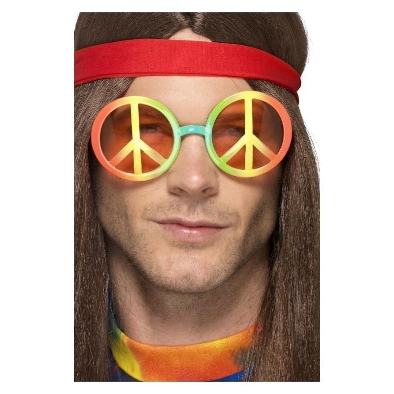 Hippie Specs Adult Rainbow Peace Symbol 60s Costume Glasses 1