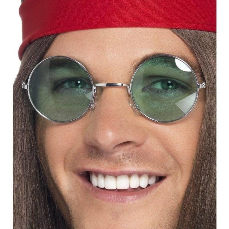 Hippie Specs Adult Silver Coloured Frame 60s Festival Groovy Costume Glasses 1