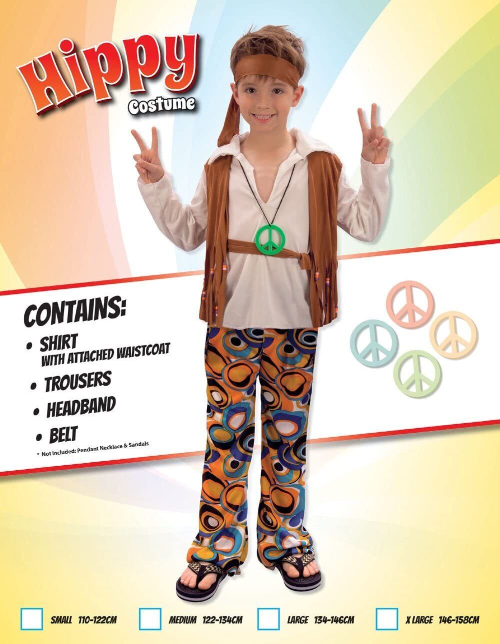 Hippy Boy Costume Retro 60s Peace & Love Outfit 2