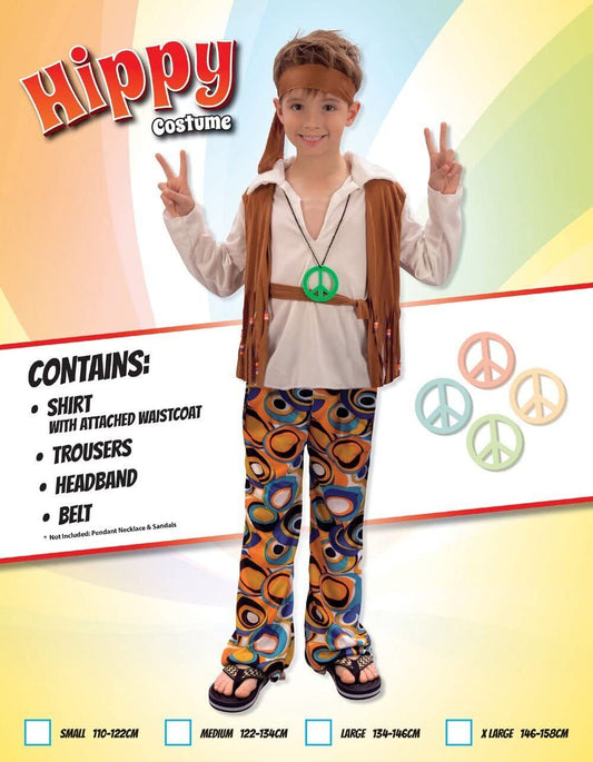 Hippy Boy Costume Retro 60s Peace & Love Outfit 2