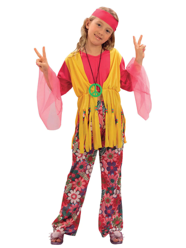 Hippy Girl Costume Flower Power Ensemble