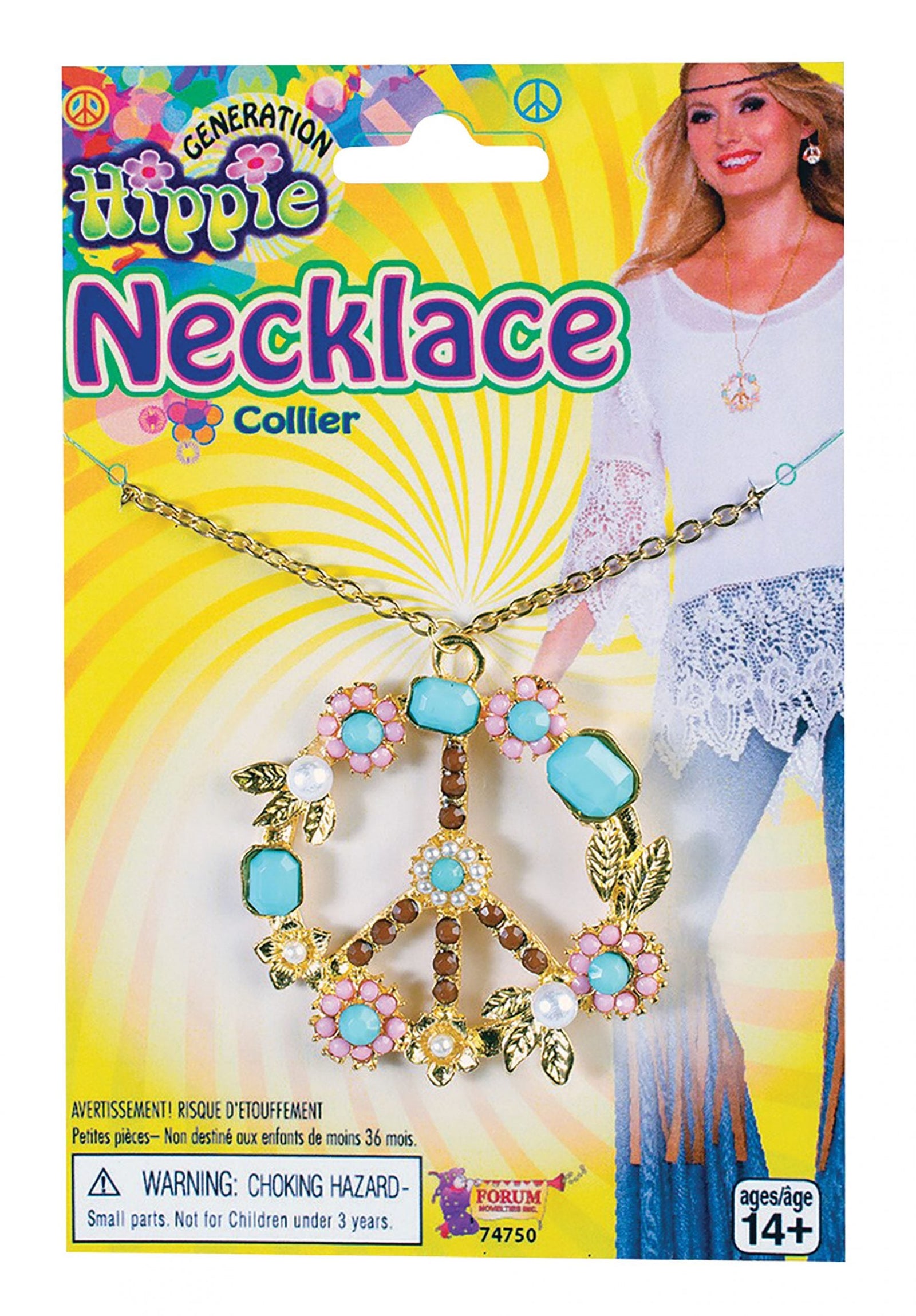 Hippy Peace Sign Necklace Costume Accessories Female 1