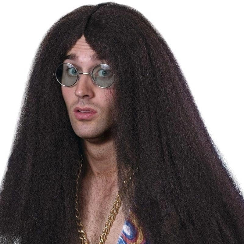 Hippy Wig Adult Brown Long with Centre Parting Costume Accessory 2