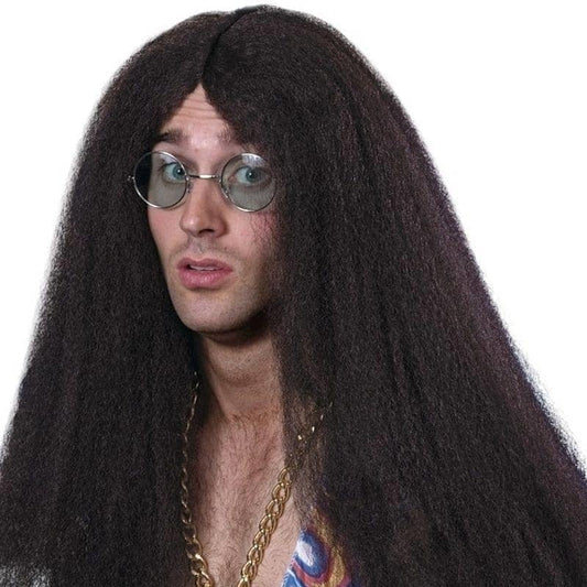 Hippy Wig Adult Brown Long with Centre Parting Costume Accessory 2