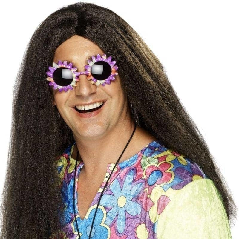 Hippy Wig Adult Brown Long with Centre Parting Costume Accessory 1