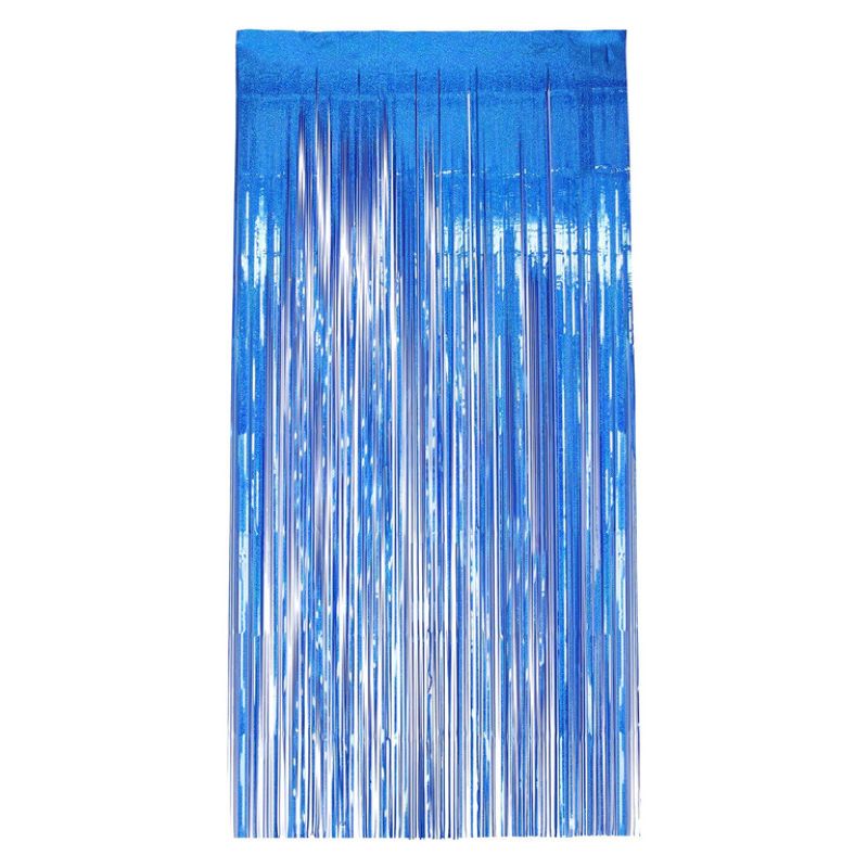 Holographic Foil Curtain Backdrop Blue Adult 1