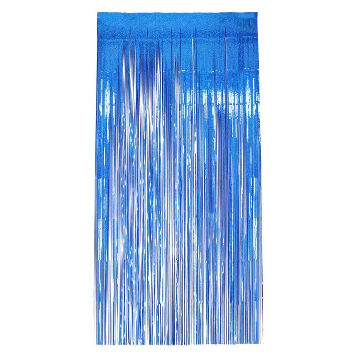 Holographic Foil Curtain Backdrop Blue Adult_1
