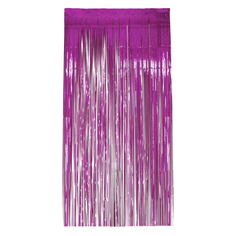 Holographic Foil Curtain Backdrop Hot Pink Adult 1