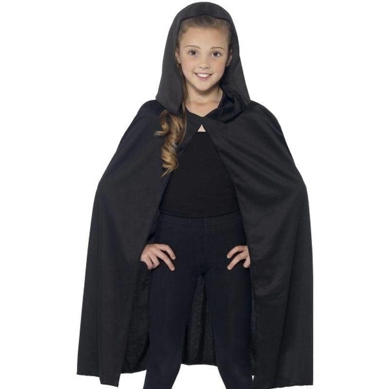 Hooded Cape Kids Long Black Creepy Vampire Halloween Costume Accessory 4