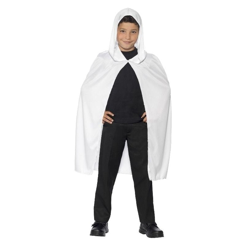 Hooded Cape Kids Long White Spooky Costume Accessory 1