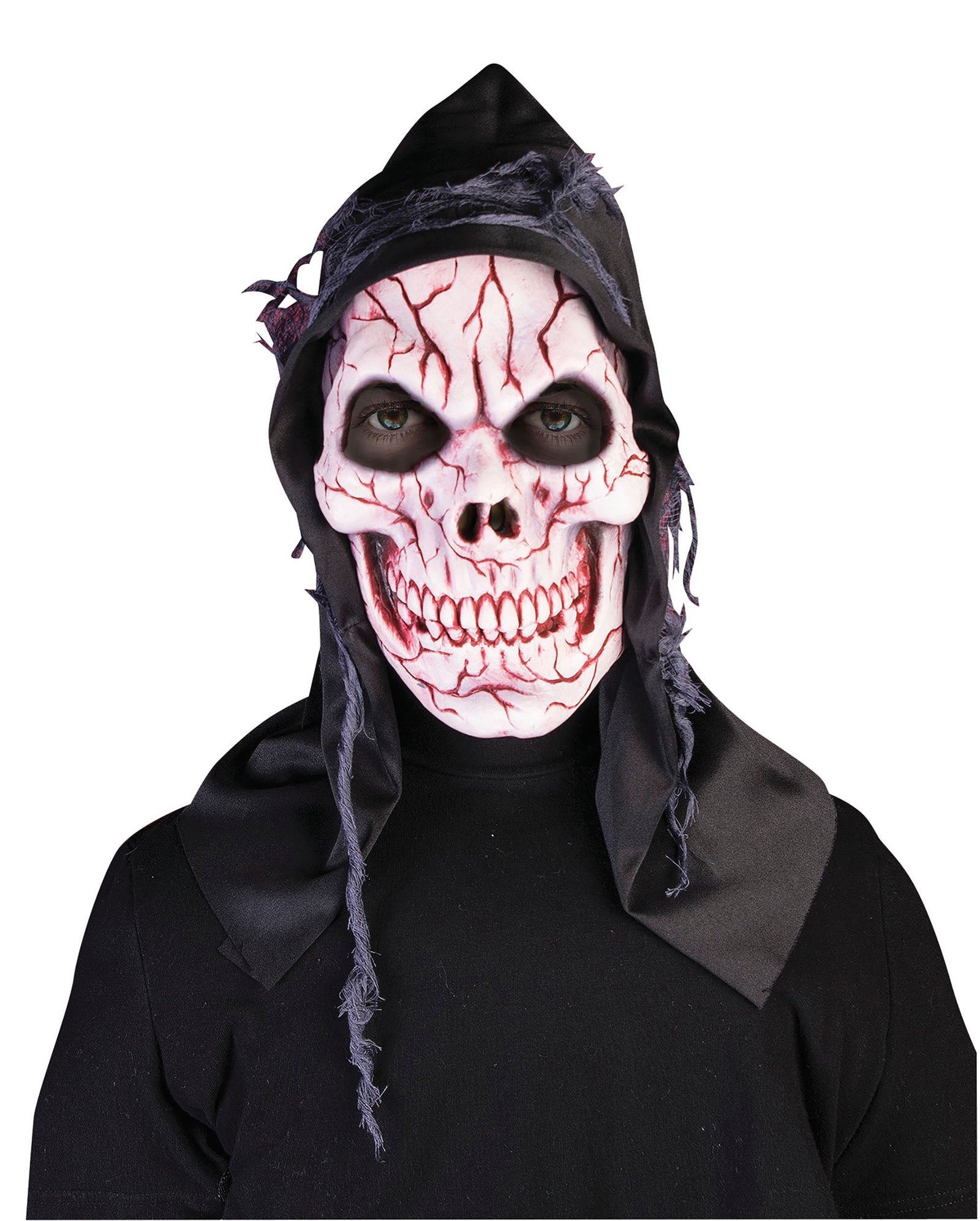 Hooded Ghost Skull Mask Rubber Masks Male 1