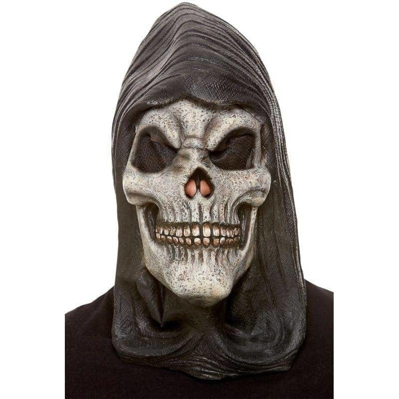 Hooded Skeleton Latex Mask Adult White_1