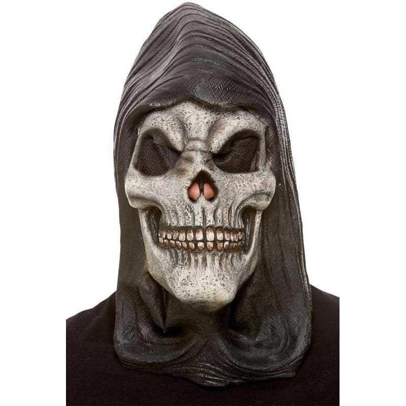 Hooded Skeleton Latex Mask Adult White 1