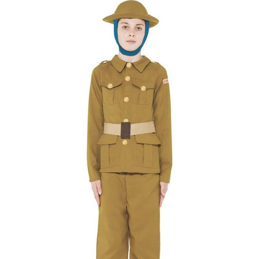 Horrible Histories Kids WW1 Boy Costume Brown 1
