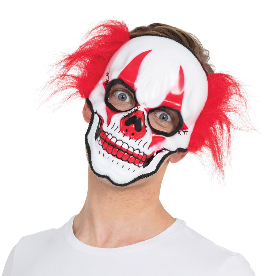 Horror Clown Skull Mask Red Hair_1