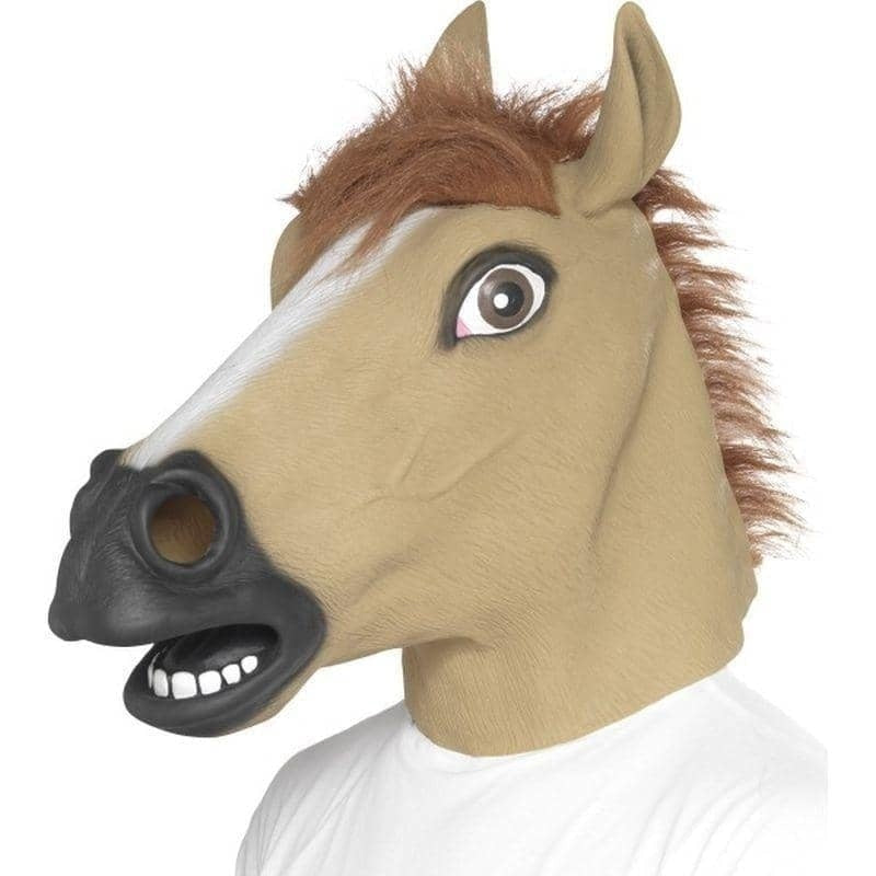 Horse Mask Overhead Brown Latex with Fur Adult Costume Accessory 2