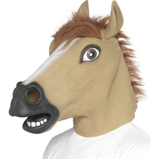 Horse Mask Overhead Brown Latex with Fur Adult Costume Accessory 2