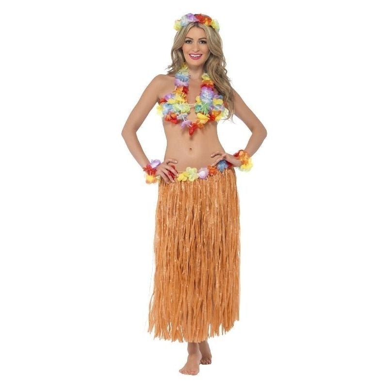 Hula Honey Instant Kit Skirt Headpiece Wrist Cuffs Lei Bra 1