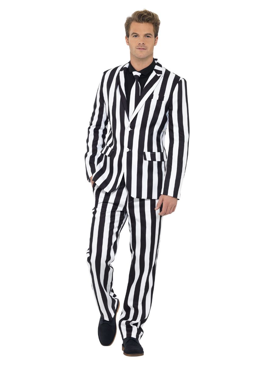 Humbug Striped Stand Out Suit Adult Black White_2