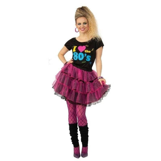 I Love The 80s Adult Costume Tutu Black Top 1