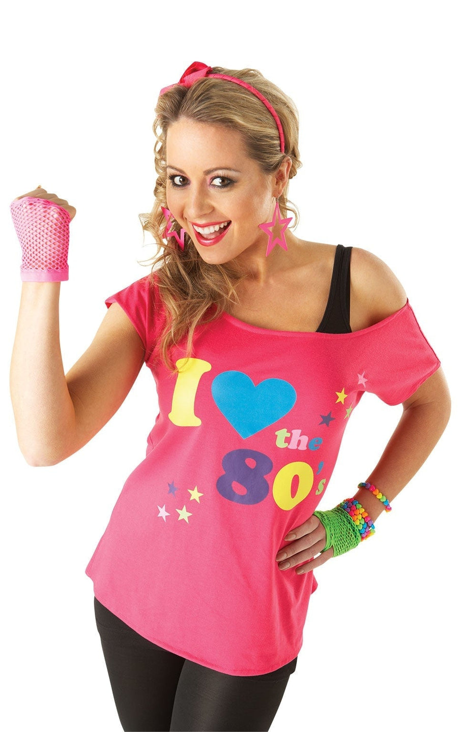I Love The 80s Pink T Shirt Adult Costume_1