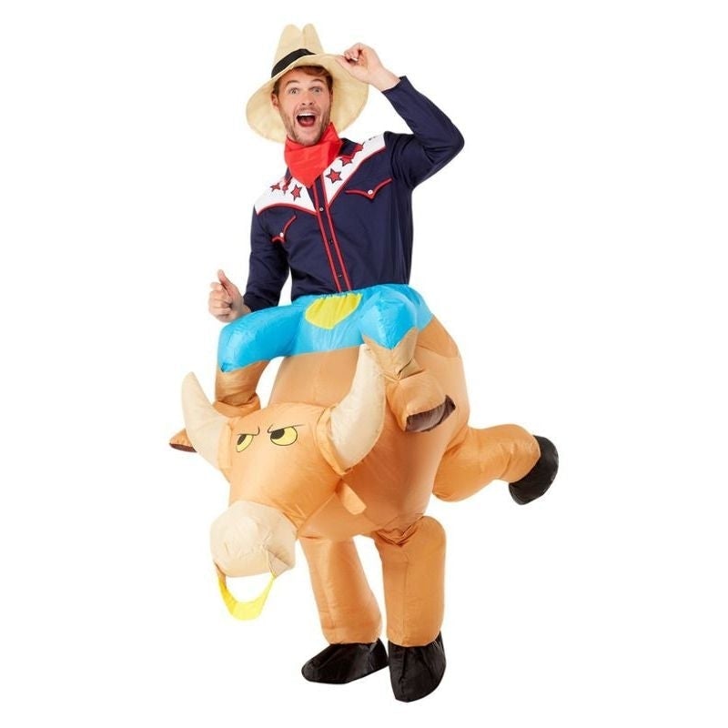 Inflatable Bull Rider Costume Brown 1