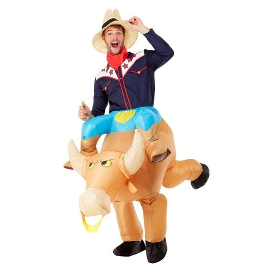 Inflatable Bull Rider Costume Brown 1