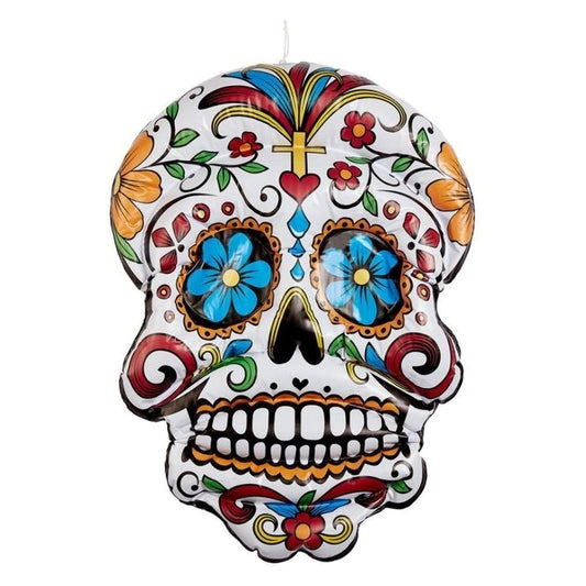 Inflatable Day Of The Dead Hanging Skull White 100cm Accessory 1