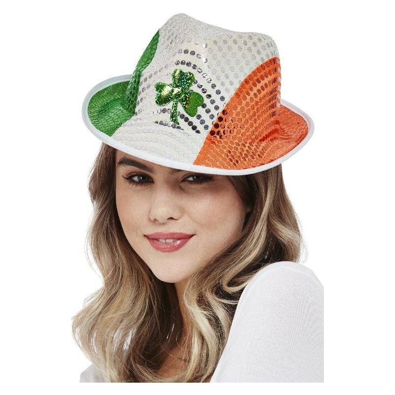 Irish Flag Sequin Trilby Hat Paddys Day_1