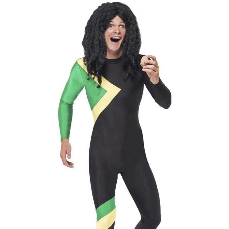 Jamaican Hero Cool Runnings Costume Adult Black Bobsled Jumpsuit 1