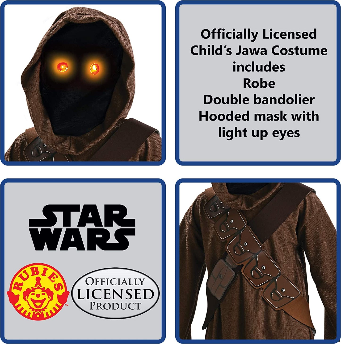 Jawa Kids Costume Light Up Eye Hooded Robe Star Wars 4