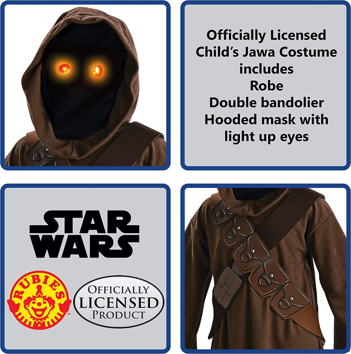 Jawa Kids Costume Light Up Eye Hooded Robe Star Wars 4
