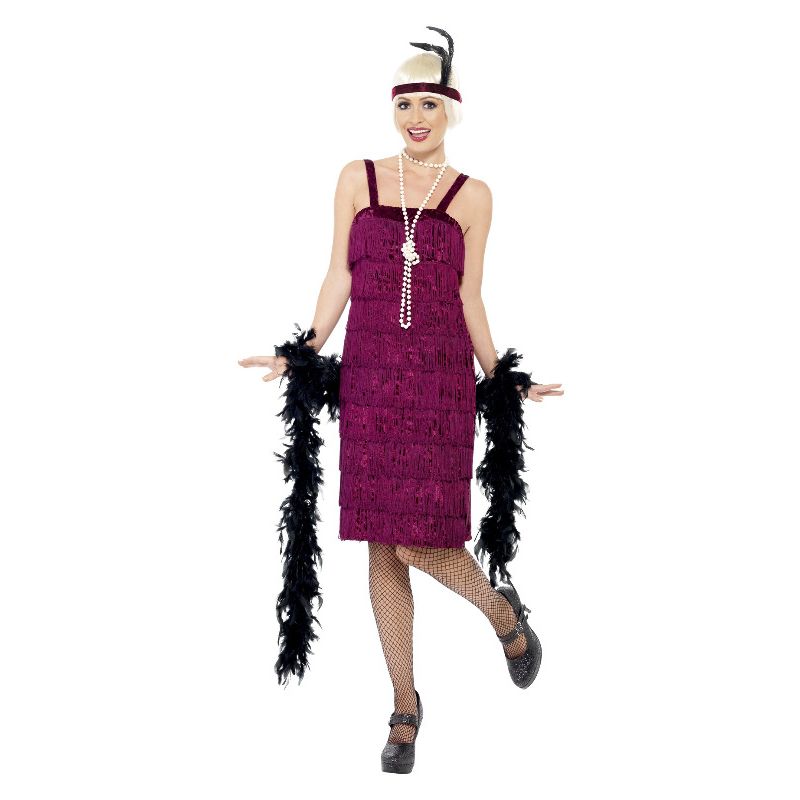 Jazz Flapper Costume Burgundy Adult 1