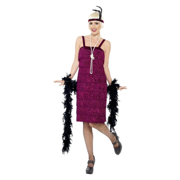 Jazz Flapper Costume Burgundy Adult_1