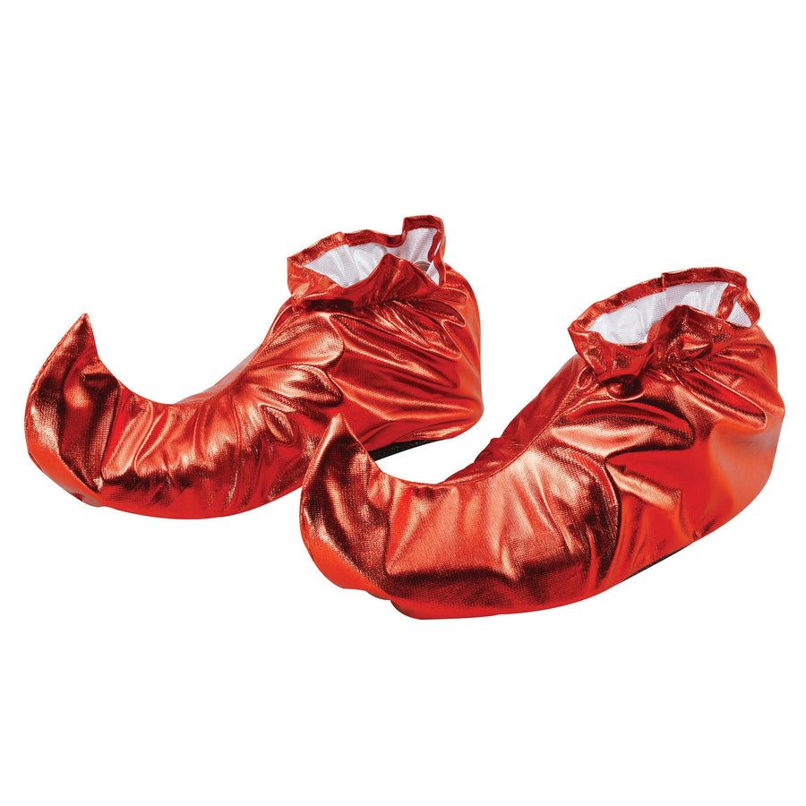 Jester Shoe Covers Red Metallic Costume Accessory_1