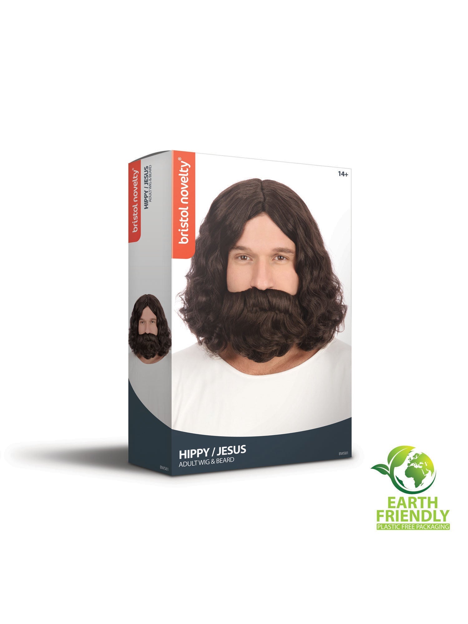 Jesus Wig & Beard Set Hippy Brown Hair 2