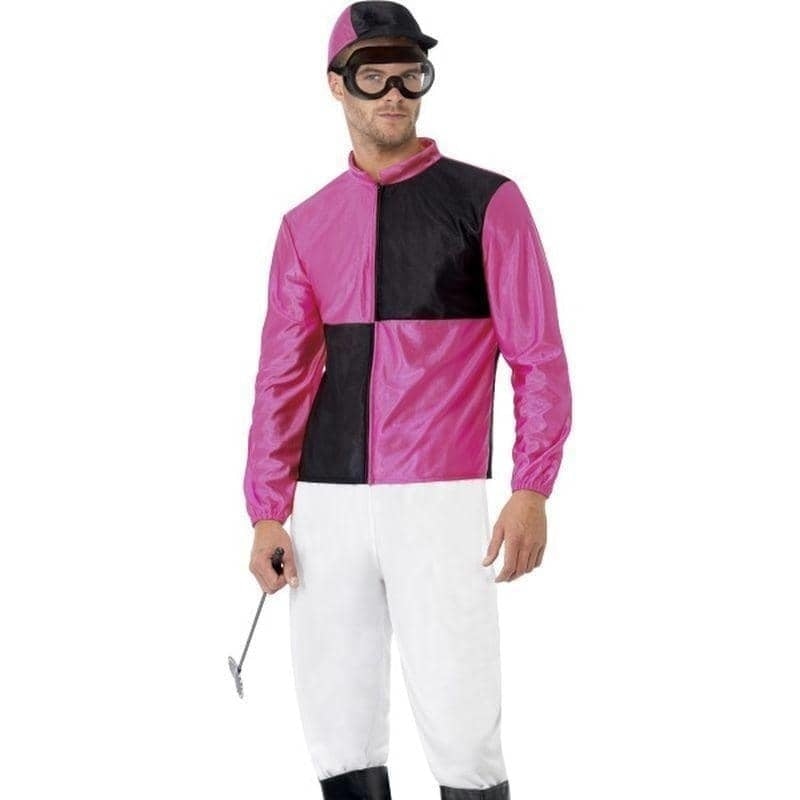Jockey Costume Adult Pink Black Outfit_1